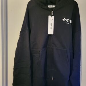 ESNTLS Men's Black Zip-Up Hoodie Sweater Premuin Quality
